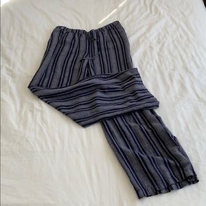 high waist, wide leg striped linen pants
